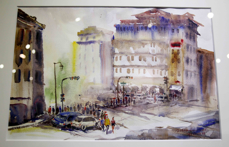 Tác phẩm: ‘Phố Upper Cross’ của nghệ sĩ Wong Hai. (Ảnh: Doãn Đức/Vietnam+)