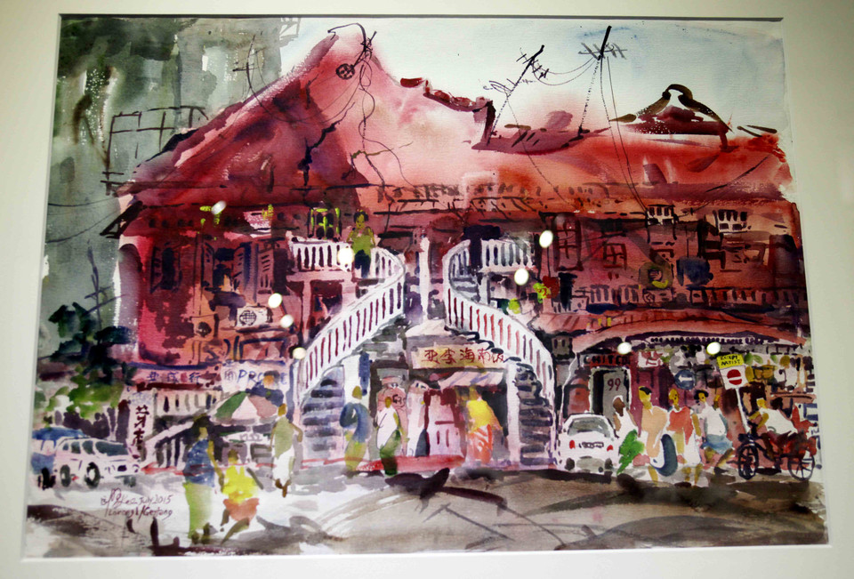 Tác phẩm: ‘Quán cơm gà’ của nghệ sĩ Lee Choon Kee. (Ảnh: Doãn Đức/Vietnam+)