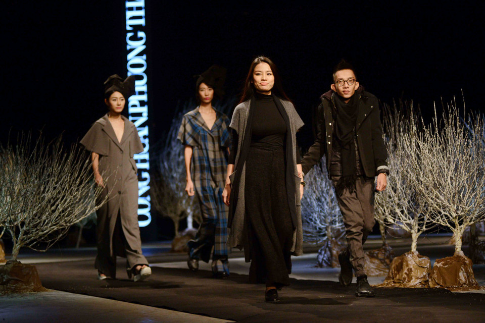 Công Huân, Phương Thanh là sự kết hợp giữa hai phong cách, cho ra đời một bộ sưu tập mang phong cách unisex. (Ảnh: Ngọc Tùng/Vietnam+)