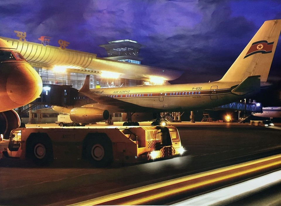 Sây bay quốc tế Pyongyang Sunan về đêm. (Nguồn: Sputniknews)