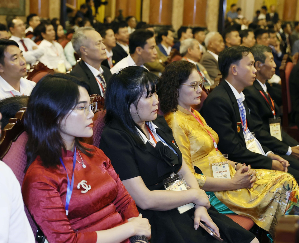 Các đại biểu tham dự buổi gặp mặt. (Ảnh: Thống Nhất/TTXVN)