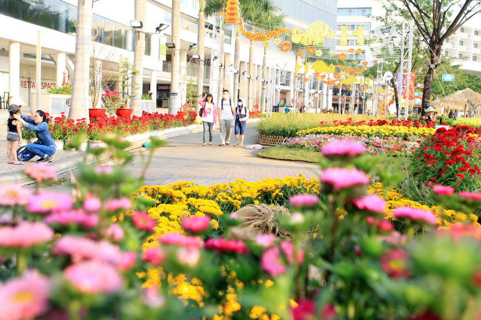 Khách tham quan Hội chợ hoa Xuân Phú Mỹ Hưng Tết Ất Mùi 2015. (Ảnh: Phương Vy/TTXVN) 