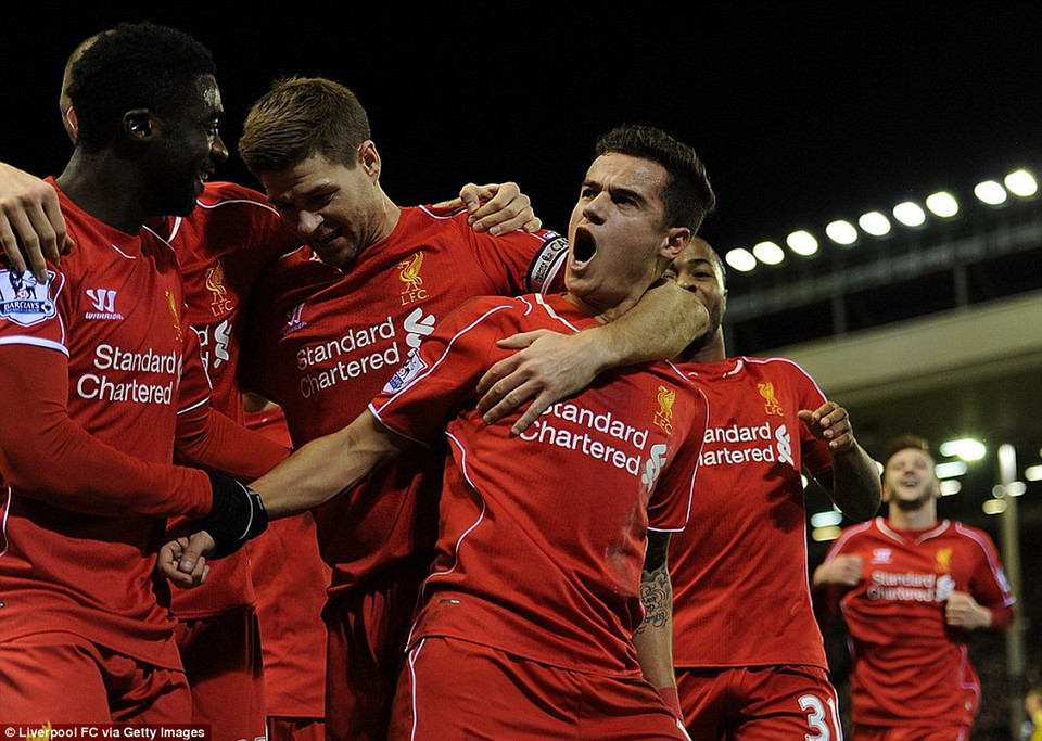 Các cầu thủ Liverpool ăn mừng bàn thắng đầu tiên. (Nguồn: Getty Images)