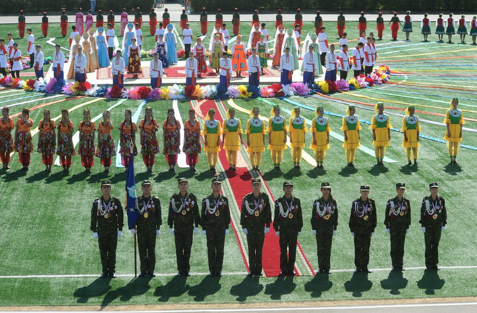 Nghi thức kỷ niệm 60 năm thành lập sân bay vũ trụ Baikonur. (Nguồn: Sputniknews)