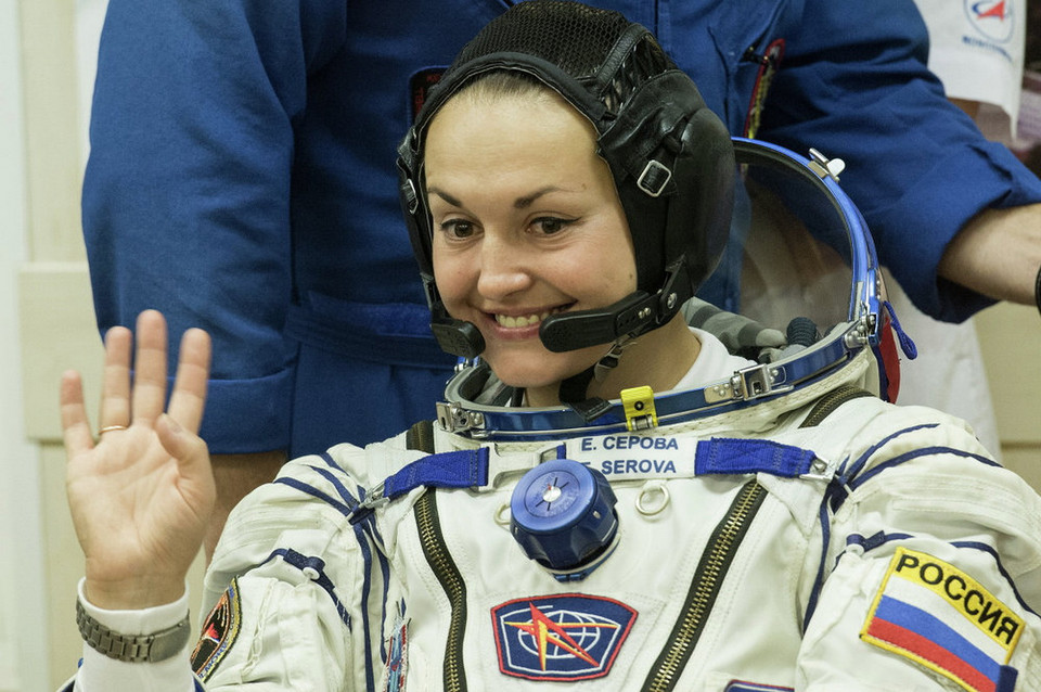 Phi hành gia Yelena Serova thuộc phi hành đoàn 41/42 ISS tại sân bay vũ trụ Baikonur. (Nguồn: Sputniknews)