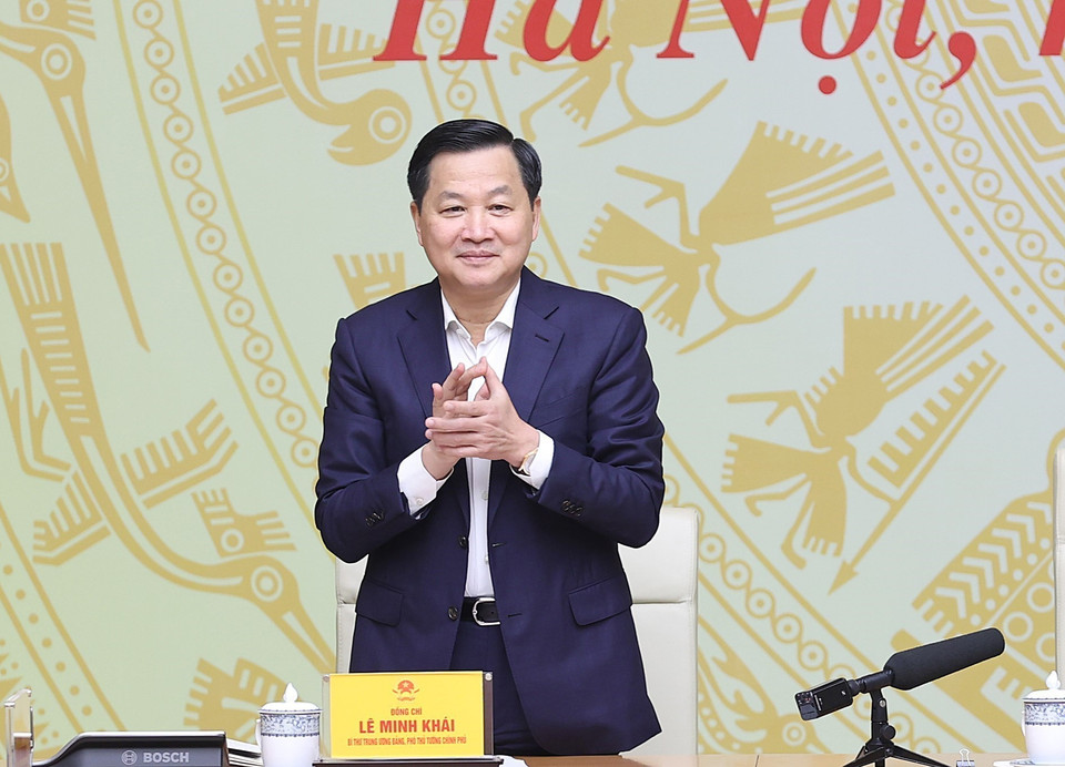 Phó Thủ tướng Lê Minh Khái dự hội nghị. (Ảnh: Dương Giang/TTXVN)