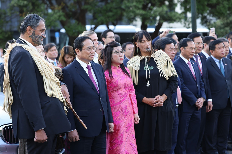 Thủ tướng Phạm Minh Chính và Phu nhân thăm chính thức New Zealand. (Ảnh: Dương Giang/TTXVN)