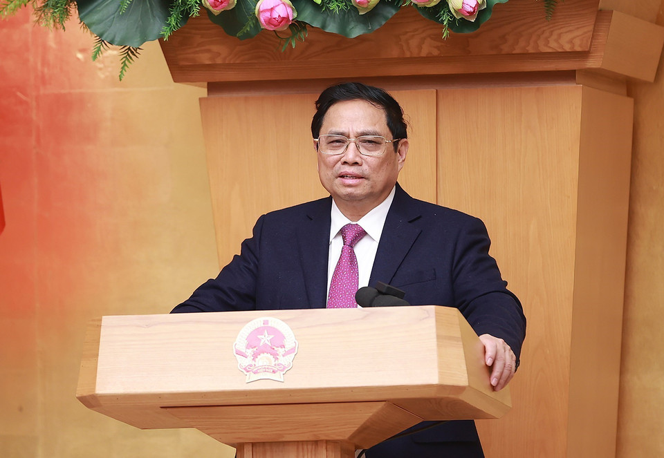 Thủ tướng Phạm Minh Chính chủ trì họp Thường trực Chính phủ, đánh giá tình hình Tết Nguyên đán Quý Mão 2023 và triển khai các nhiệm vụ trọng tâm sau Tết. (Ảnh: Dương Giang/TTXVN)