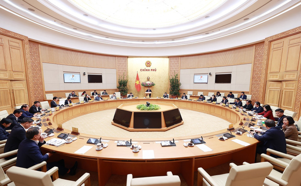 Toàn cảnh phiên họp Thường trực Chính phủ đánh giá tình hình Tết Nguyên đán Quý Mão 2023 và triển khai các nhiệm vụ trọng tâm sau Tết. (Ảnh: Dương Giang/TTXVN)