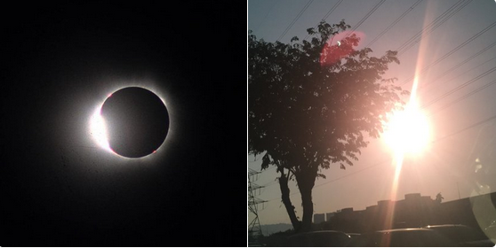 Cảnh nhật thực nhìn từ Singapore. (Nguồn: RT)