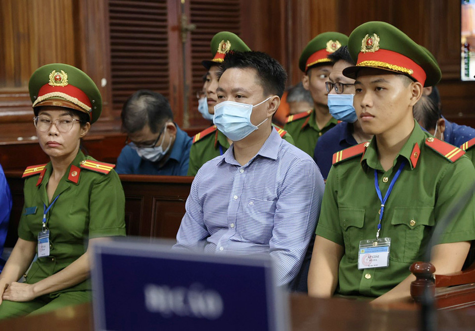 Các bị cáo tại phiên tòa xét xử sơ thẩm vụ án Vạn Thịnh Phát giai đoạn 2, sáng 19/9/2024. (Ảnh: Thanh Vũ/TTXVN)