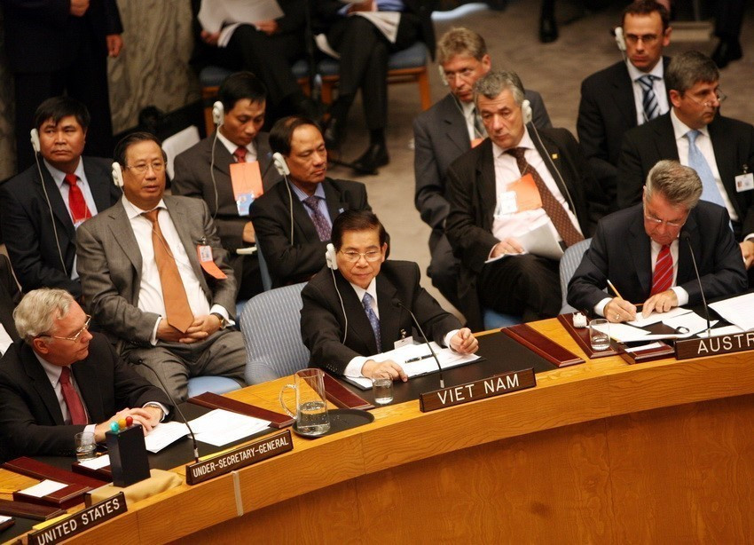 Chủ tịch nước Nguyễn Minh Triết tham dự Khoá họp 64 Đại hội đồng Liên hợp quốc tại New York (Hoa Kỳ), năm 2009. (Ảnh: Nguyễn Khang/TTXVN)