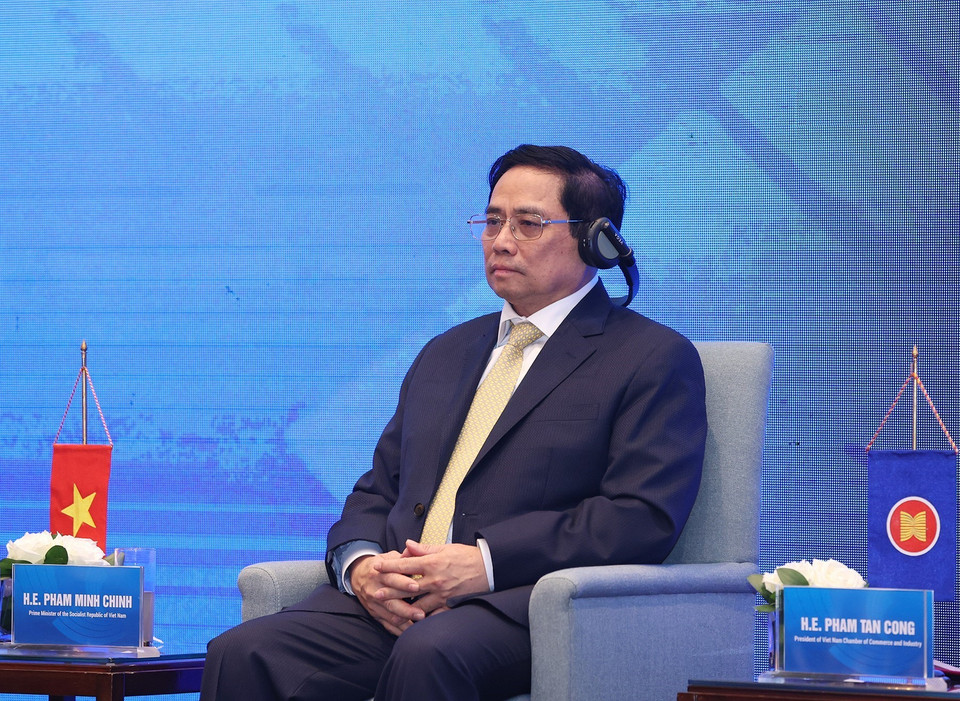 Thủ tướng Phạm Minh Chính dự Diễn đàn cấp cao ASEAN về hợp tác tiểu vùng vì sự phát triển bền vững. (Ảnh: Dương Giang/TTXVN)