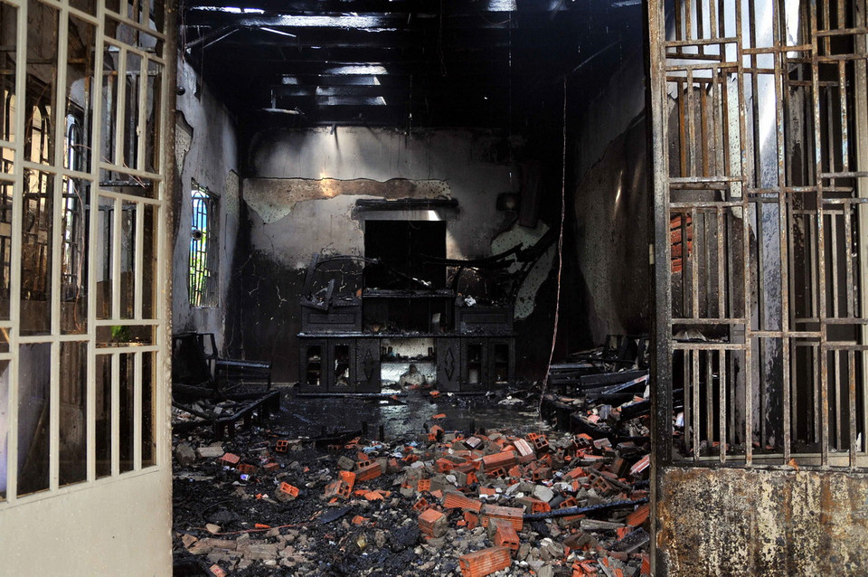 Hiện trường vụ cháy. (Ảnh: An Hiếu/TTXVN)