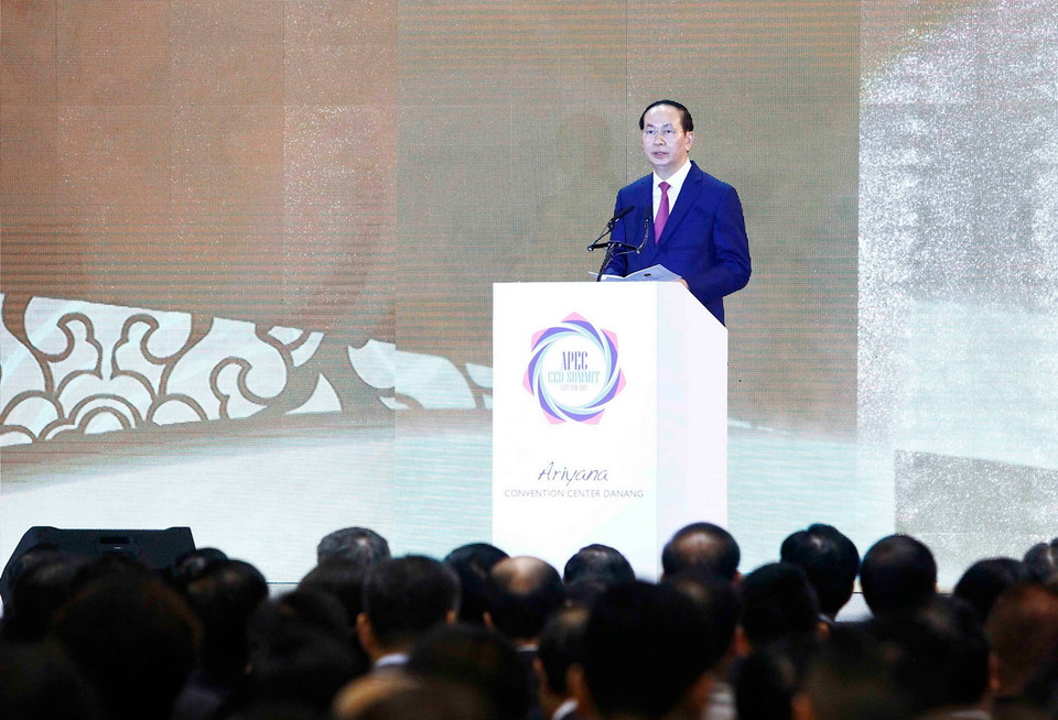 Chủ tịch nước Trần Đại Quang phát biểu. (Nguồn: TTXVN)