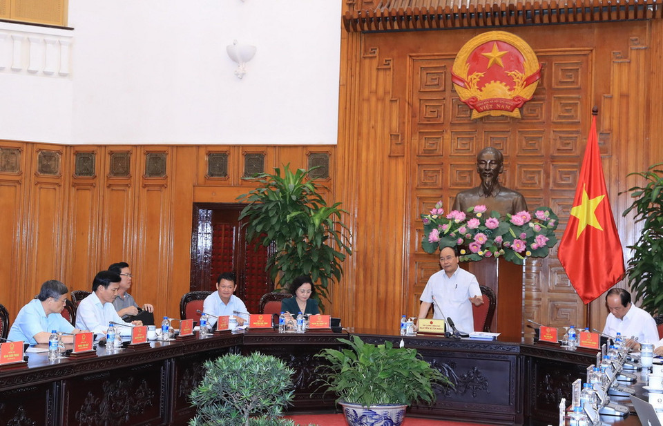 Thủ tướng Nguyễn Xuân Phúc phát biểu tại buổi làm việc. (Ảnh: Thống Nhất/TTXVN) 