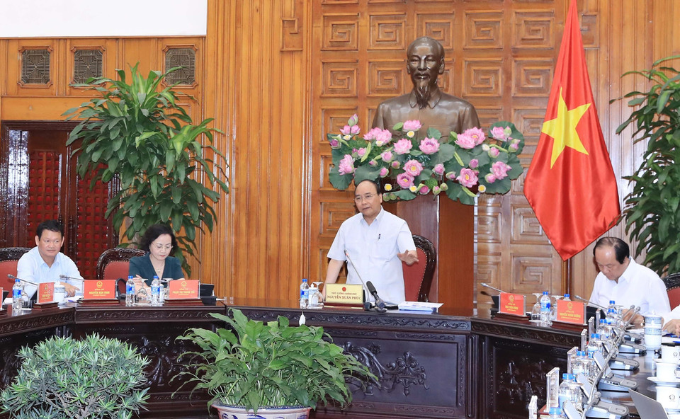 Thủ tướng Nguyễn Xuân Phúc phát biểu tại buổi làm việc. (Ảnh: Thống Nhất/TTXVN) 