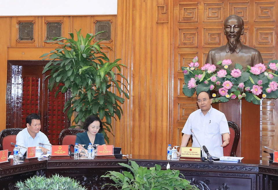 Thủ tướng Nguyễn Xuân Phúc phát biểu tại buổi làm việc. (Ảnh: Thống Nhất/TTXVN) 