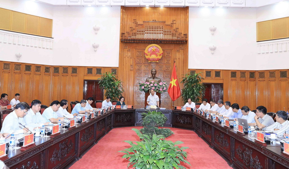 Buổi làm việc thảo luận về việc thực hiện Dự án Phát triển nông thôn thích ứng với thiên tai các tỉnh phía Bắc sử dụng nguồn vốn của Cơ quan Hợp tác Quốc tế Nhật Bản (JICA). (Ảnh: Thống Nhất/TTXVN) 