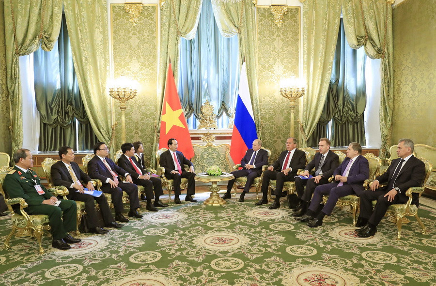 Toàn cảnh cuộc hội đàm giữa hai nguyên thủ Việt Nam-Liên bang Nga. (Ảnh: Nhan Sáng/TTXVN)