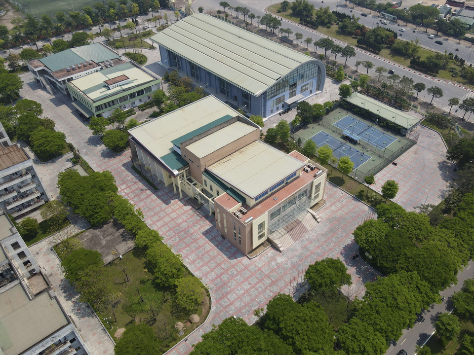 Nhà văn hoá của Trung tâm Huấn luyện và Thi đấu thể dục thể thao Hà Nội, nơi diễn ra hai môn thi đấu Cử tạ và Thể hình tại SEA Games 31. (Ảnh: Minh Quyết/TTXVN)