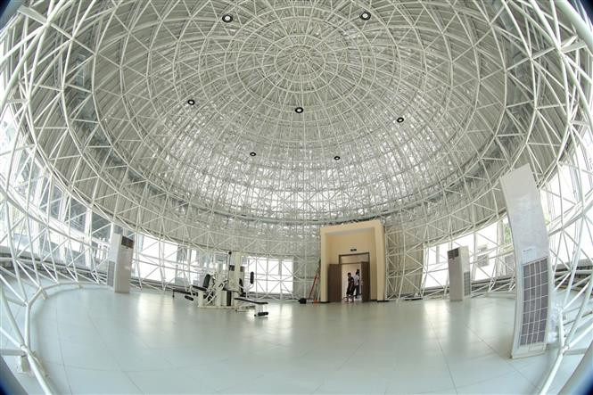 Phòng họp báo tại Khu tập luyện và thi đấu môn Bi sắt. (Ảnh: Minh Quyết/TTXVN)