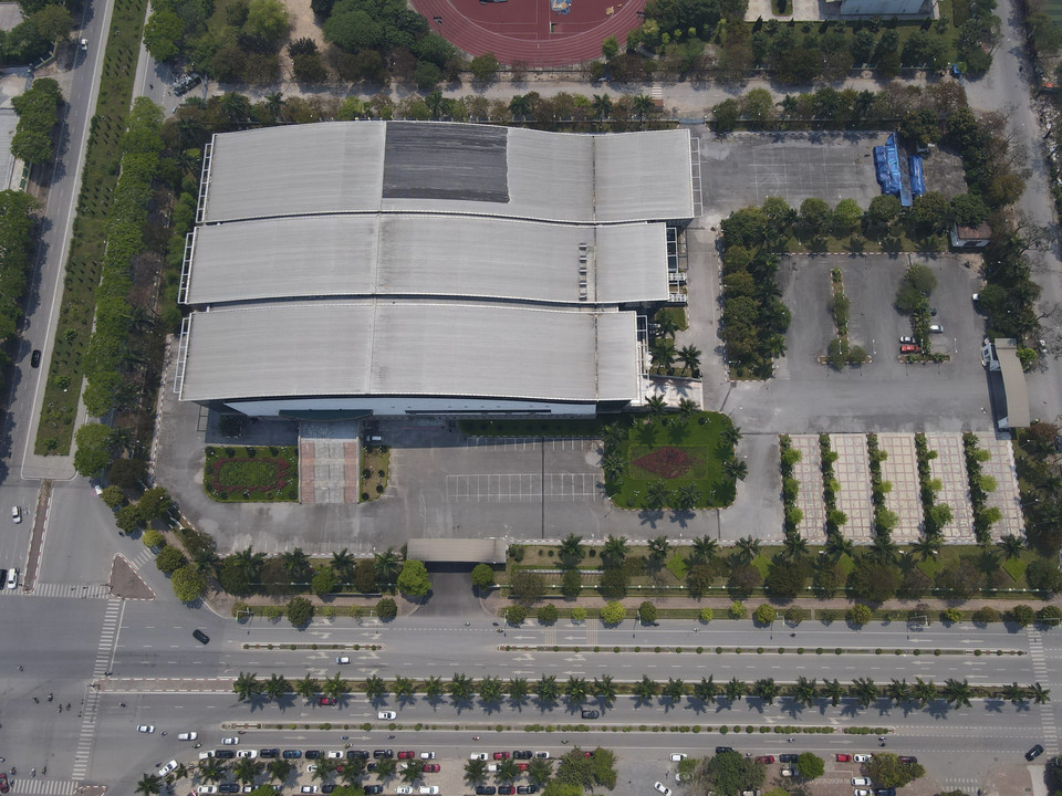 Trung tâm Huấn luyện và Thi đấu thể dục thể thao Hà Nội là nơi tổ chức các môn thi đấu Cử tạ (19-22/5), Thể hình (13-15/5), Bi sắt (13-19/5), Đấu kiếm (13-18/5) trong khuôn khổ SEA Games 31. (Ảnh: Minh Quyết/TTXVN)