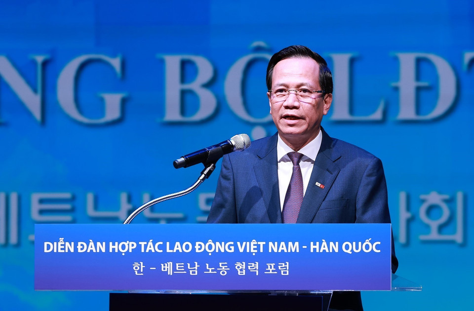 Bộ trưởng Bộ Lao động-Thương binh và Xã hội Đào Ngọc Dung phát biểu. (Ảnh: Dương Giang/TTXVN)
