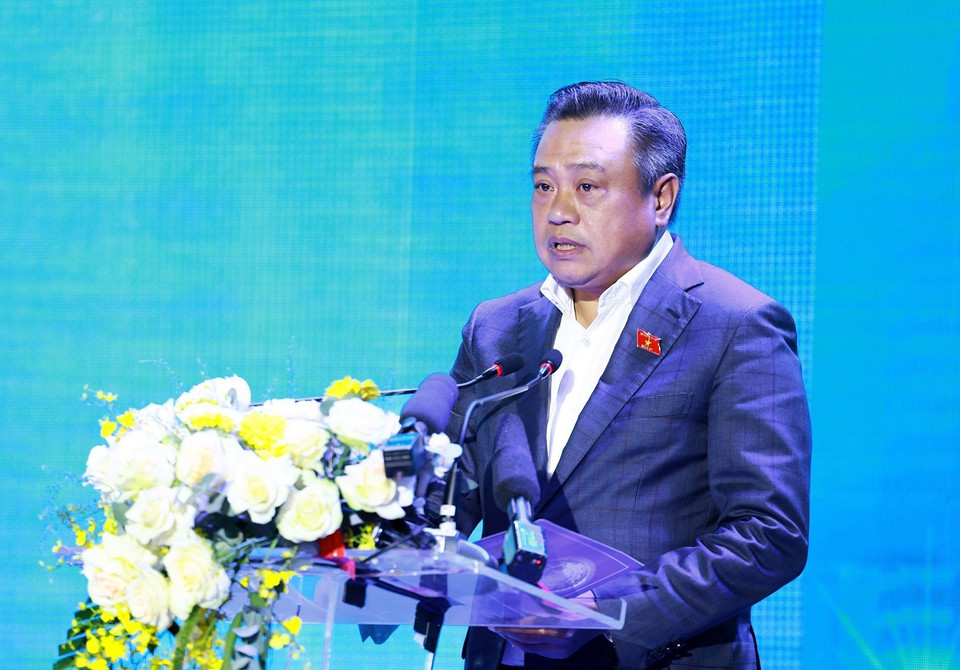 Chủ tịch Ủy ban Nhân dân thành phố Hà Nội Trần Sỹ Thanh phát biểu. (Ảnh: Dương Giang/TTXVN)