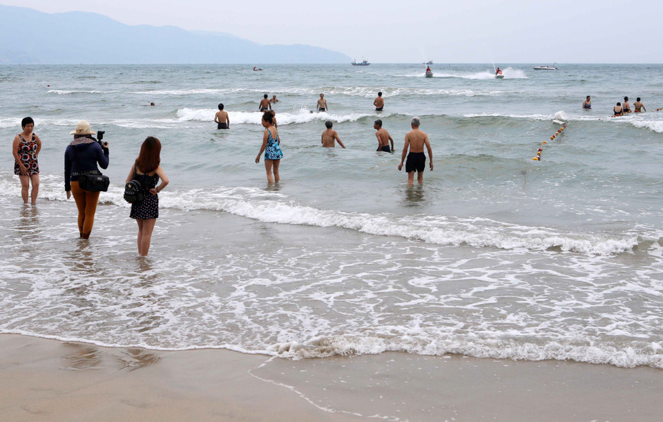 Trong năm ngày qua một số người dân có phản ánh về việc có cá chết trôi dạt vào Bãi Đa (Bán đảo Sơn Trà) và bờ biển Đà Nẵng, Chi cục Thủy sản Đà Nẵng đã cử cán bộ đi thực tế kiểm tra tại các khu vực trên và đã có báo cáo xác minh: Đã có 17 con cá bị chết trôi dạt vào bờ trong tình trạng phân hủy mạnh tại Khu vực Bãi Đa (Bán đảo Sơn Trà) và khu vực ven biển từ Thọ Quang-Hòa Hải. (Ảnh: Trần Lê Lâm/TTXVN) 