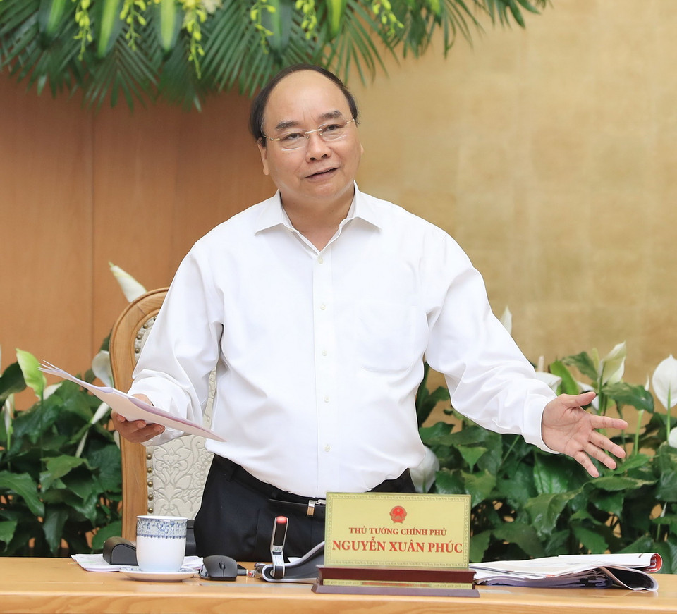 Thủ tướng Nguyễn Xuân Phúc phát biểu tại phiên họp. (Ảnh: Thống Nhất-TTXVN)