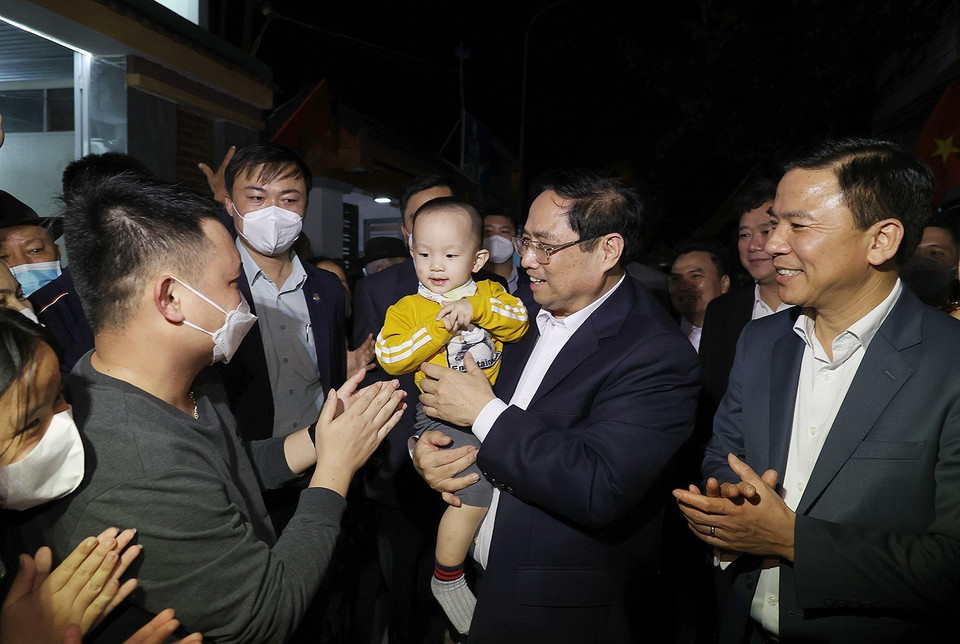 Thủ tướng Phạm Minh Chính với nhân dân thành phố Thanh Hóa, dịp đón Xuân Nhâm Dần, ngày 24/1/2022. (Ảnh: Dương Giang/TTXVN)