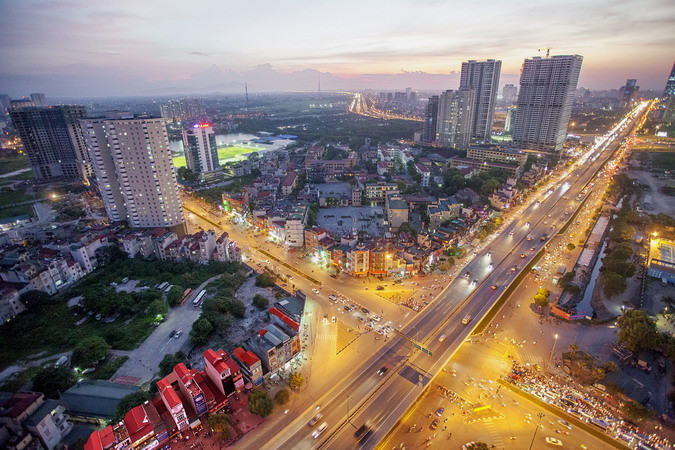 Quận Từ Liêm (trước đây), nay gồm hai quận Bắc Từ Liêm và Nam Từ Liêm, ngày một đẹp hơn trong quy hoạch kiến trúc Thủ đô. (Ảnh: Trọng Đạt/TTXVN)