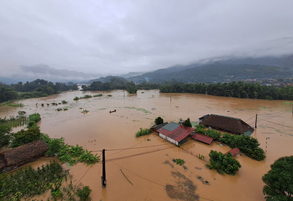 Ngập lụt diện rộng tại nhiều nơi ở Hà Giang. (Ảnh: Đức Thọ/TTXVN)