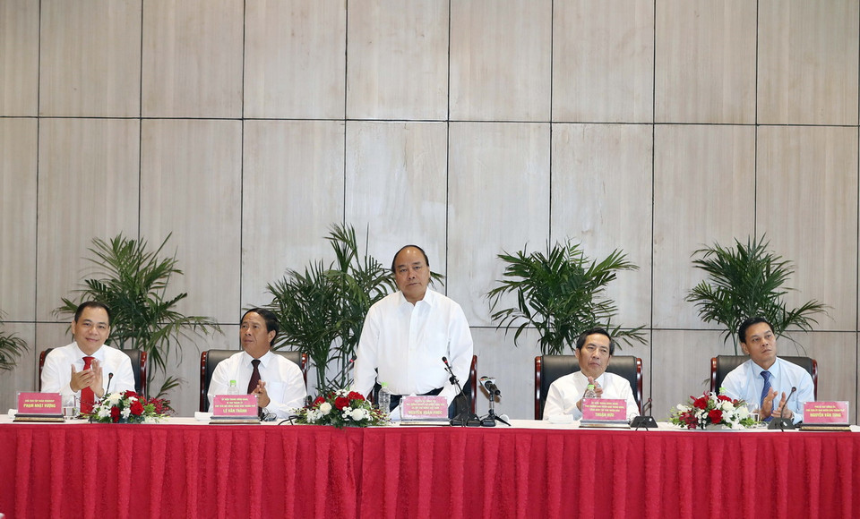 Thủ tướng Nguyễn Xuân Phúc phát biểu tại Nhà máy ôtô Vinfast. (Ảnh: Thống Nhất/TTXVN)