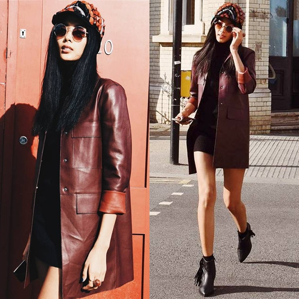 Hoàng Thùy 'chất lừ' khi kết hợp đầm đen ôm sát cùng áo khoác da, tỏa sáng trên đường phố London.