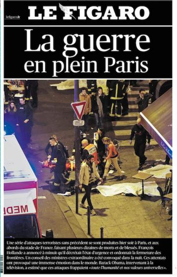 'Trận chiến ở Paris' là tiêu đề trang nhất của Le Figaro. (Nguồn: Time)