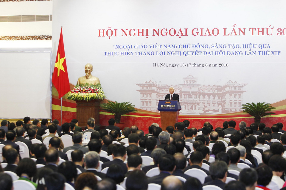 Tổng Bí thư Nguyễn Phú Trọng phát biểu chỉ đạo hội nghị. (Ảnh: Lâm Khánh/TTXVN)