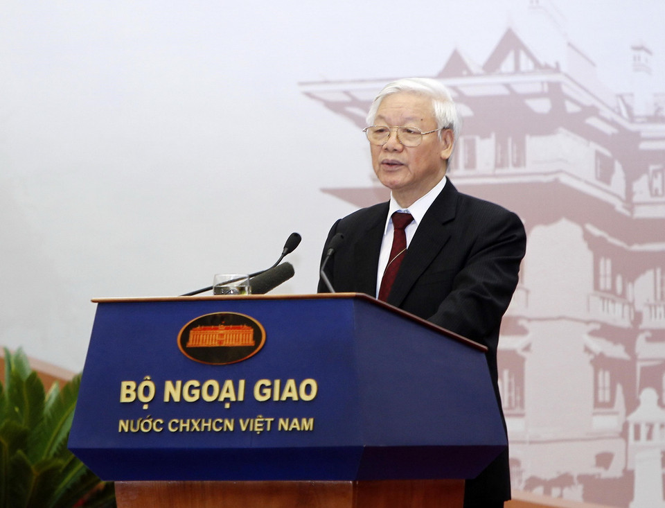 Tổng Bí thư Nguyễn Phú Trọng phát biểu chỉ đạo hội nghị. (Ảnh: Lâm Khánh/TTXVN)