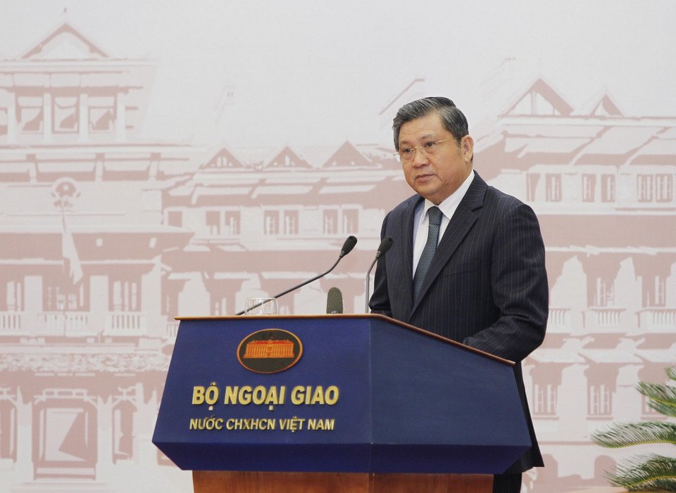 Chủ nhiệm Ủy ban Đối ngoại của Quốc hội Nguyễn Văn Giàu phát biểu. (Ảnh: Lâm Khánh/TTXVN)