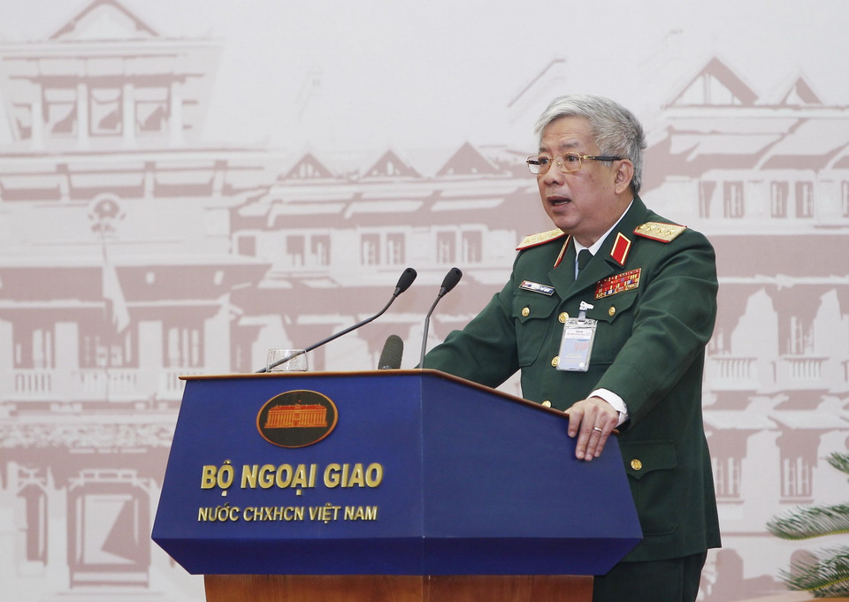 Thứ trưởng Bộ Quốc phòng Nguyễn Chí Vịnh phát biểu. (Ảnh: Lâm Khánh/TTXVN)