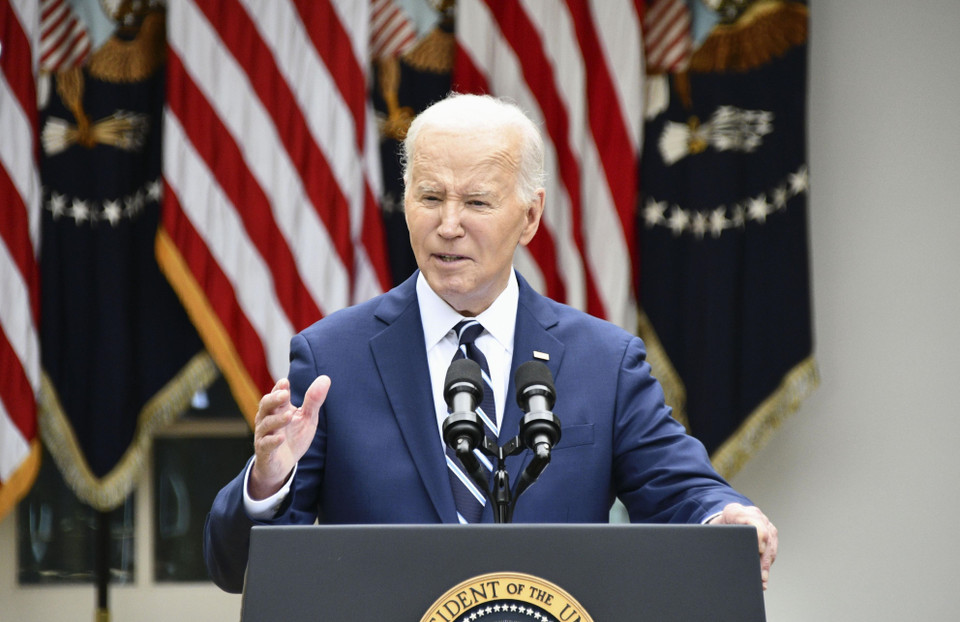 Tổng thống Joe Biden công bố chủ trương tăng thuế các mặt hàng của Trung Quốc, ngày 14/5/2024. (Ảnh: THX/TTXVN)