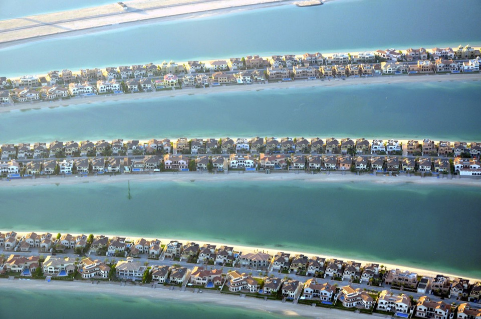 Đảo Palms mất 4 năm để hoàn thành và mất 5,4 triệu tấn đá, 24 triệu tấn cát để hoàn thành. (Nguồn: businessinsider.com)