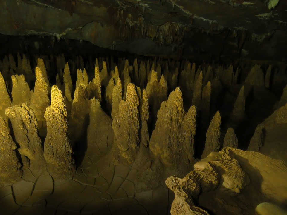 Hàng trăm cột thạch nhũ rất độc đáo, khác thường, không giống như các hang động khác, được hình thành tại Hang Va. (Ảnh: Đức Thọ-Mạnh Thành/TTXVN)