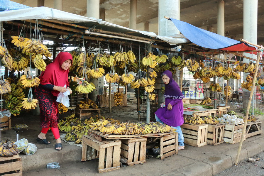 Chuối là loại quả được ưa chuộng ở Indonesia, ngoài sử dụng như hoa quả tươi, người ta còn chế biến thành nhiều loại bánh hay đồ ăn vặt. (Ảnh: Đỗ Quyên/Vietnam+)