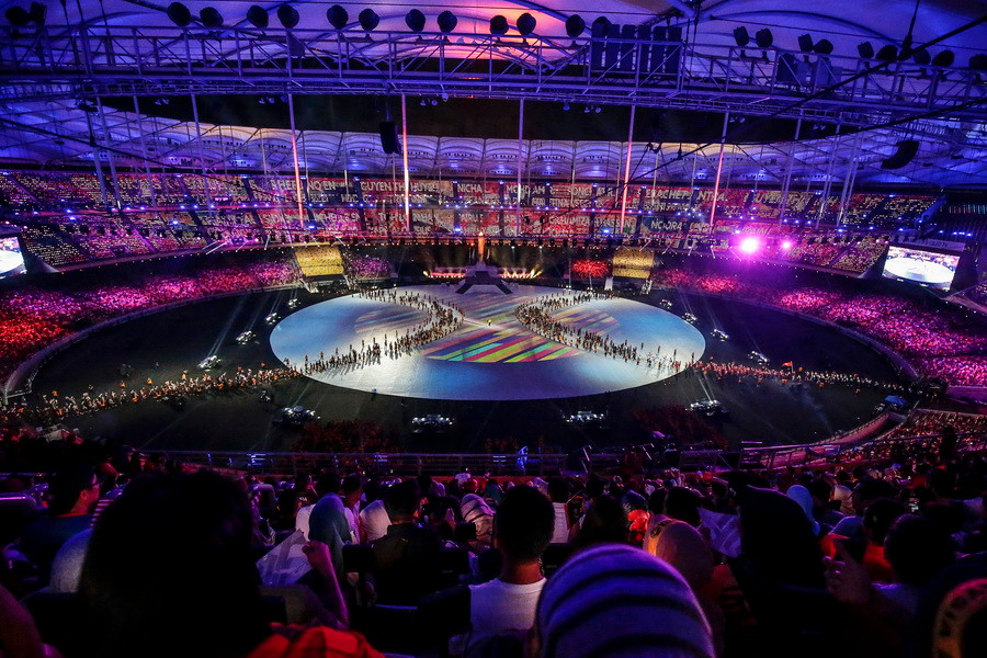 Toàn cảnh lễ bế mạc SEA Games 29 ở Kuala Lumpur ngày 30/8. (Nguồn: EPA/TTXVN)
