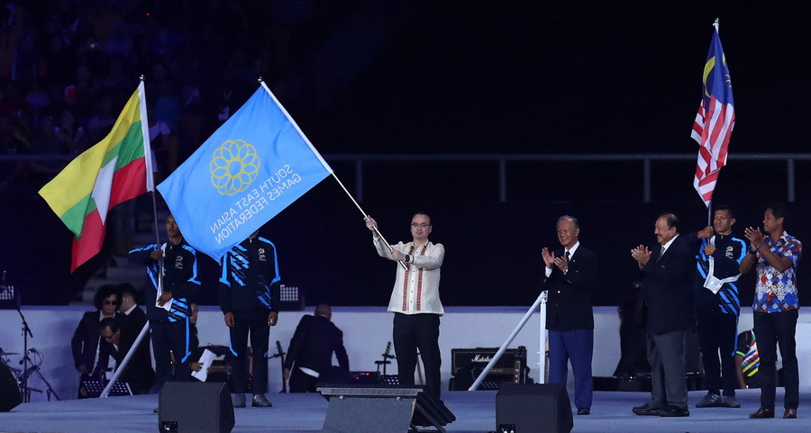 Phần chuyển giao quyền đăng cai từ Malaysia sang Philippines diễn ra với một nghi thức ngắn gọn. (Ảnh: Quốc Khánh/TTXVN)