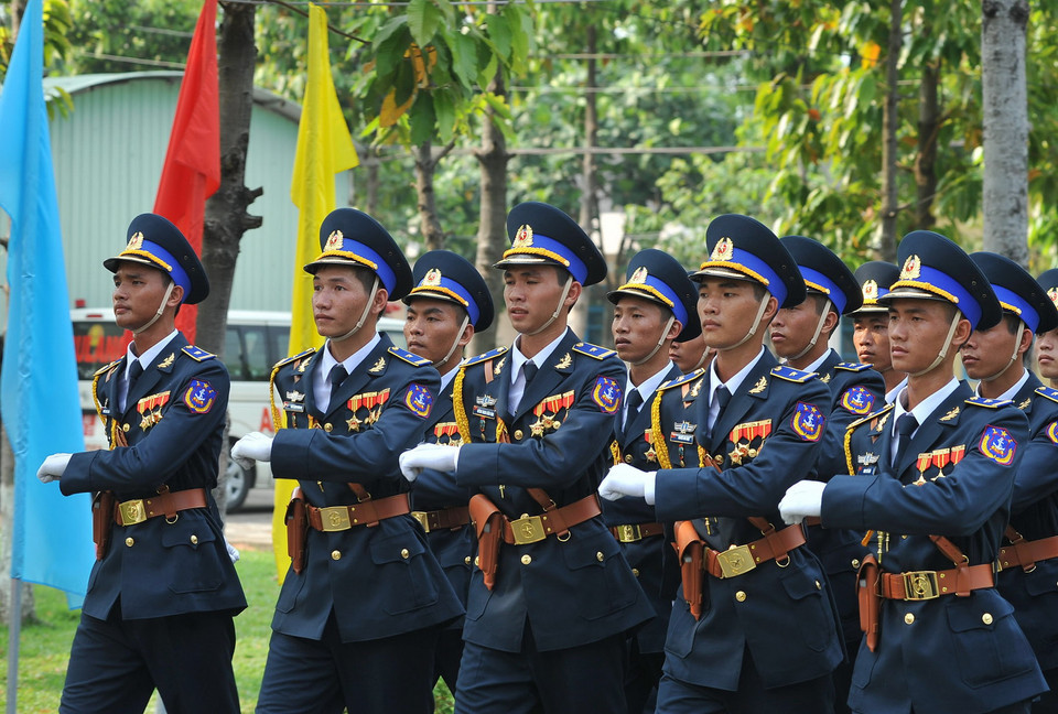 Lực lượng bộ đội Phòng không - Không quân tham gia buổi hợp luyện. (Ảnh: Trọng Đức/TTXVN)