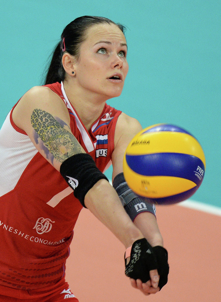 Vận động viên Svetlana Kryuchkova (Nga) trong giải bóng chuyền châu Âu. (Nguồn: Sputniknews)