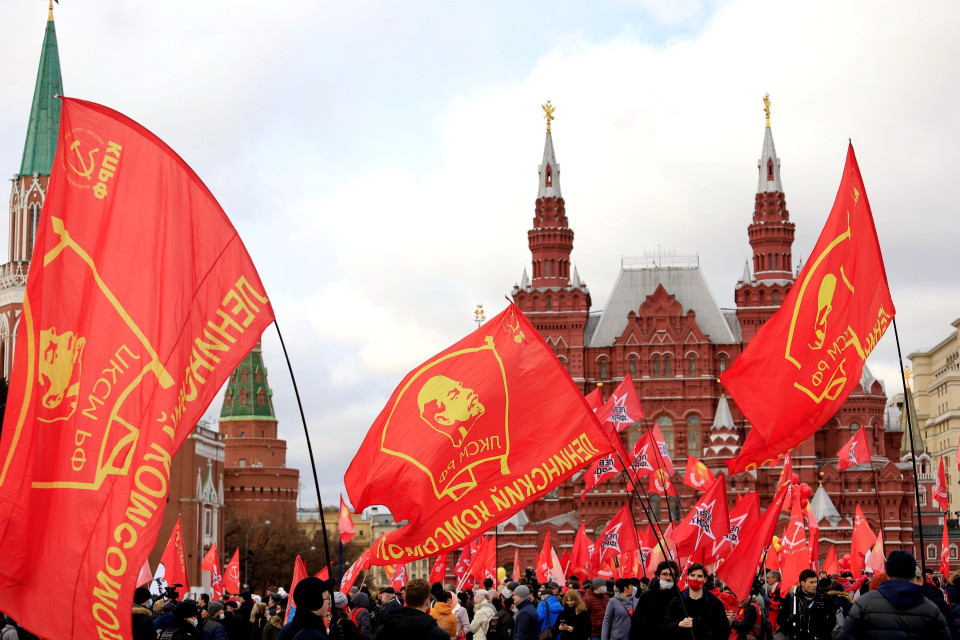 Quang cảnh buổi kỷ niệm 104 năm Cách mạng xã hội chủ nghĩa Tháng Mười vĩ đại trên quảng trường Đỏ. (Ảnh: Trần Hiếu/TTXVN)